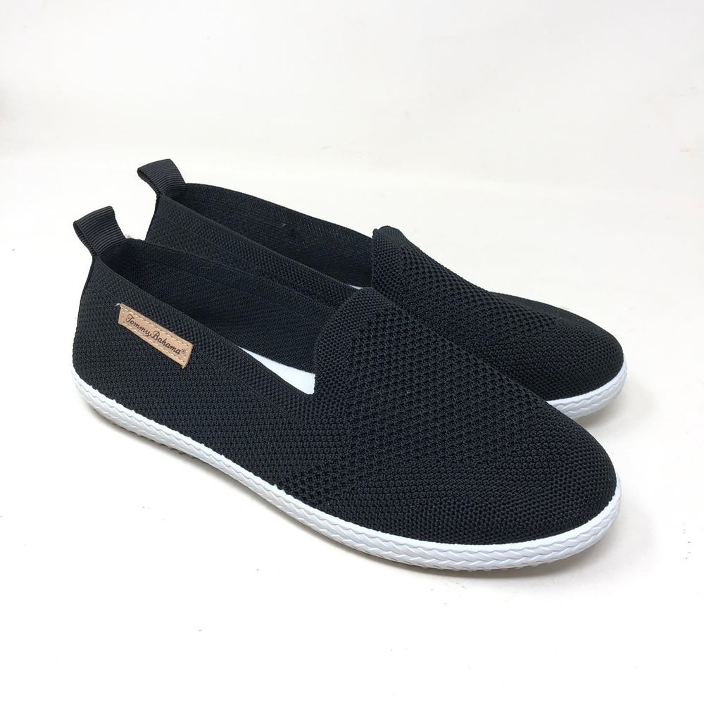 Tommy Bahama Womens 7.5 Slip On Shoes Black Knit Mesh Loafers